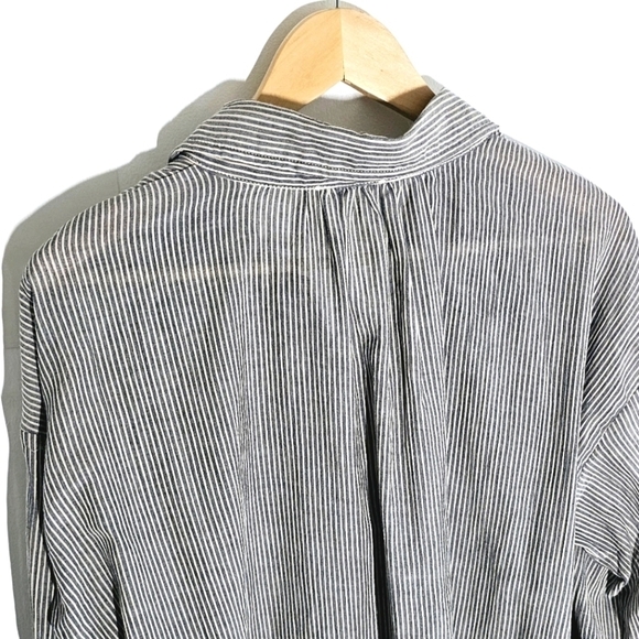 Easel Collared Button Closure Oversized Striped Pullover Tunic Blouse Women's L - Picture 11 of 11
